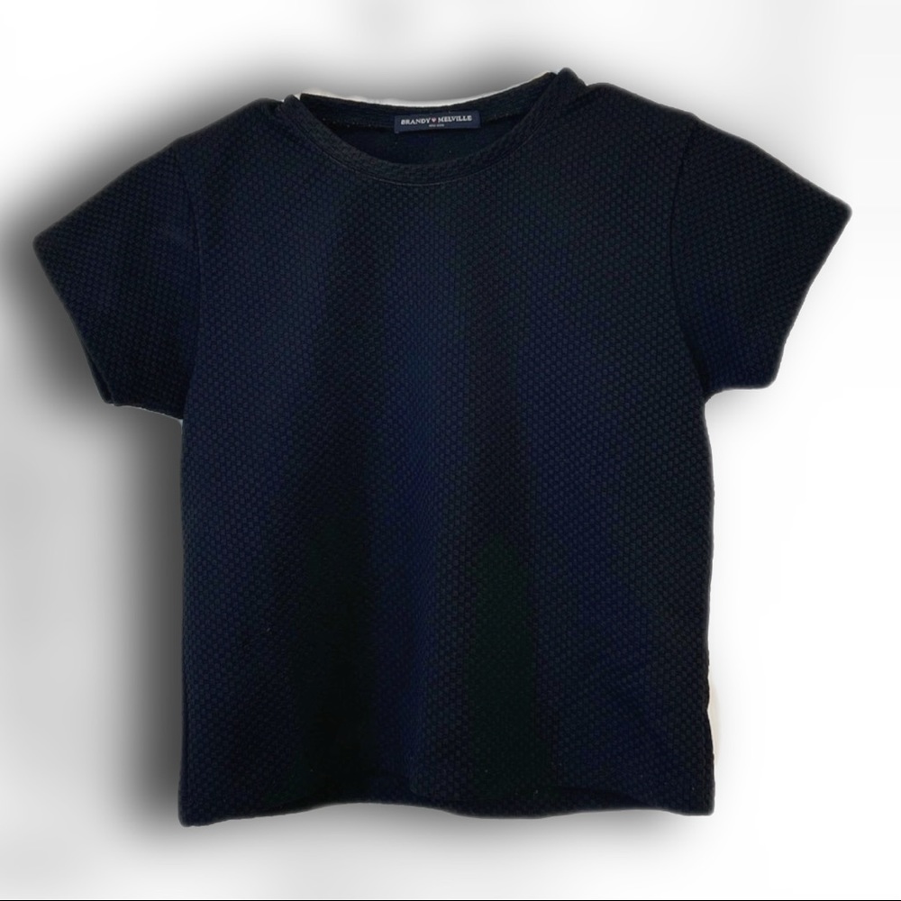 Brandy Melville Black crop top t shirt. “One-size” great condition!